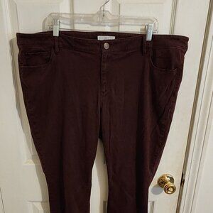 (Ann Taylor) Loft Plus Wine/ Burgundy Velour Skinny Pants Tapered Legs size 20
